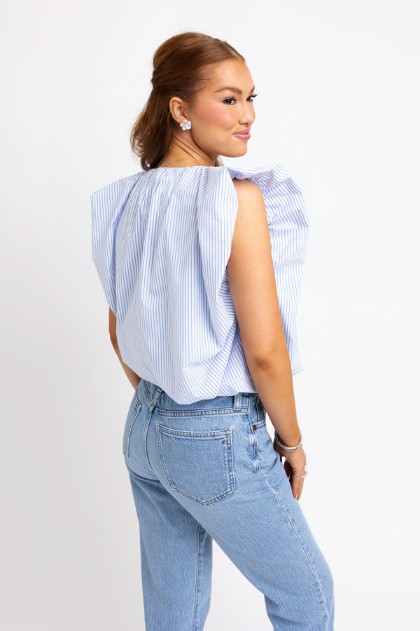 Stripe Vneck Bubble Top