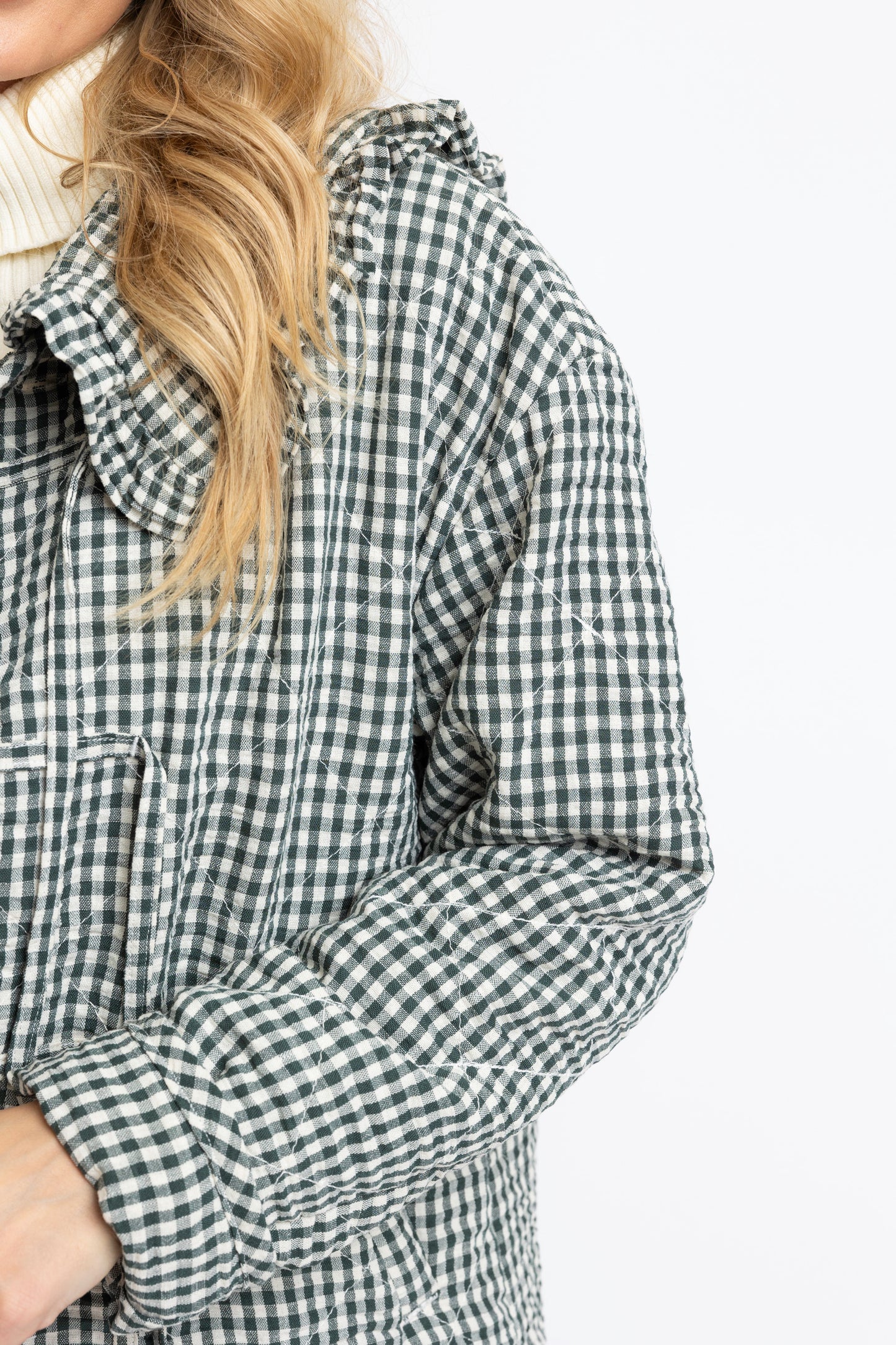Gingham Check Collar Novelty Jacket