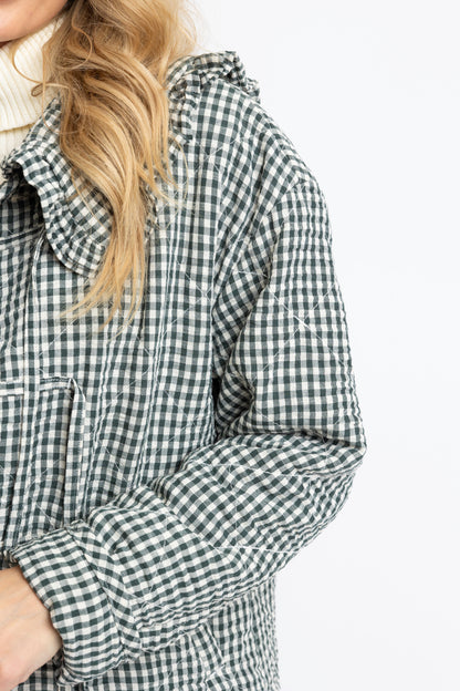 Gingham Check Collar Novelty Jacket
