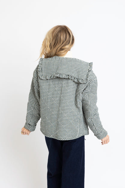 Gingham Check Collar Novelty Jacket
