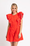 Solid Ruffle Contrast Romper
