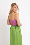Linen Color Block Bustier Maxi Dress