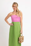 Linen Color Block Bustier Maxi Dress
