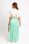 Seersucker Stripe Tie Maxi Skirt