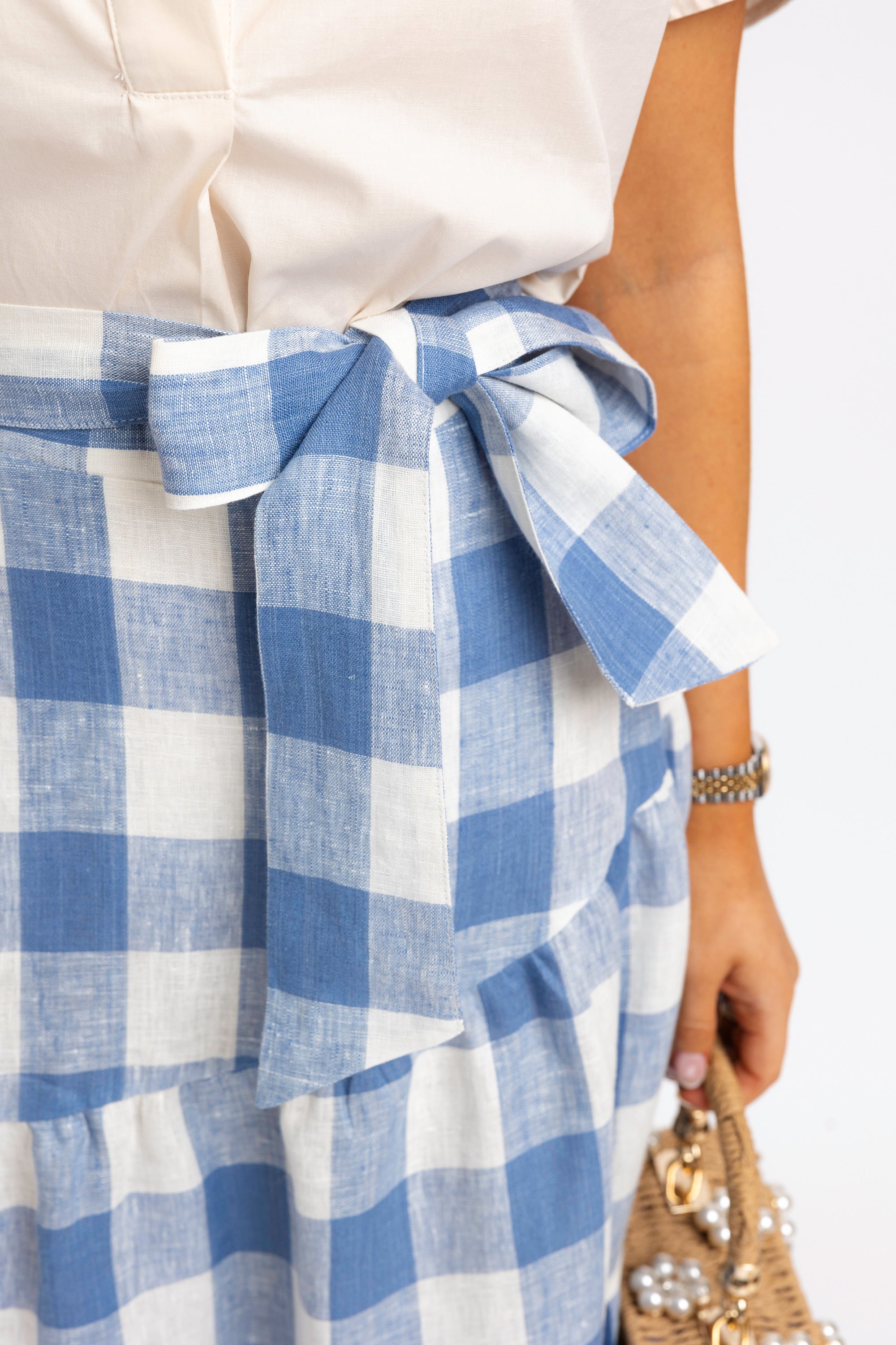 Buffalo Check Maxi Skirt with Tie