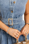 Denim Button Shirt Dress with Belt