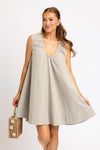 Linen Stripe Scoop Dress