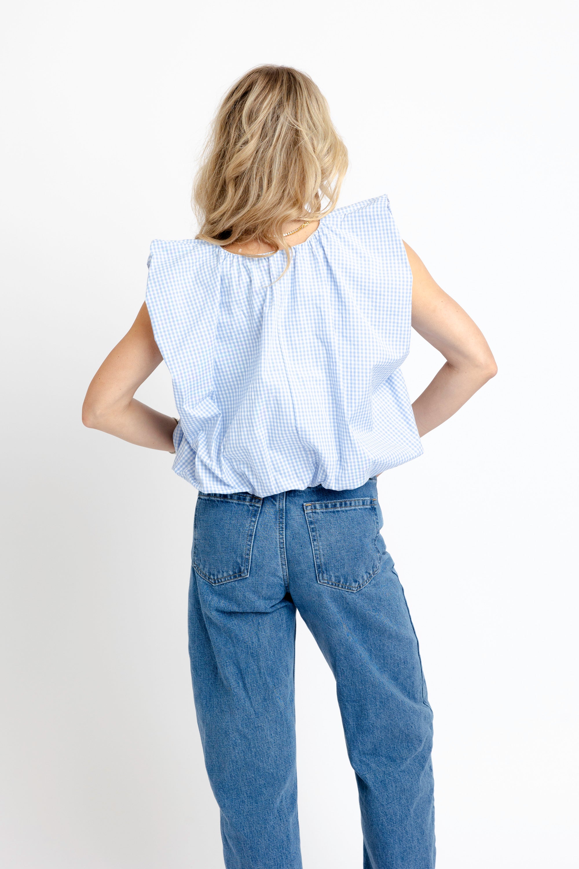 Check Poplin Bubble Top