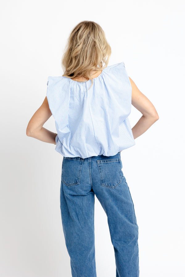 Check Poplin Bubble Top