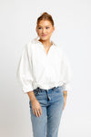 Solid Poplin 3/4 Sleeve Bubble Top