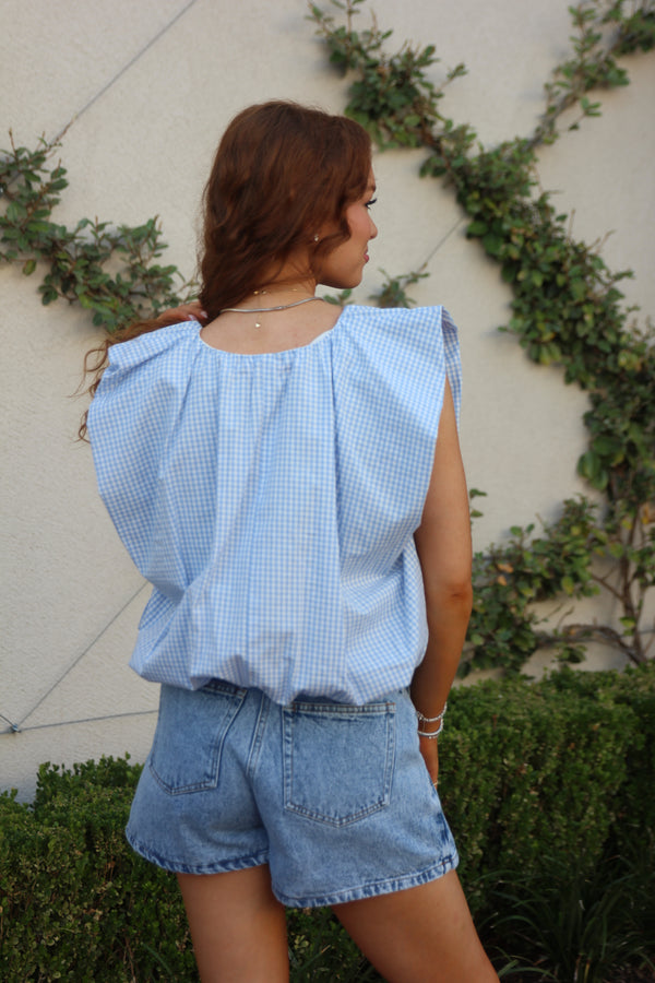 Check Poplin Bubble Top