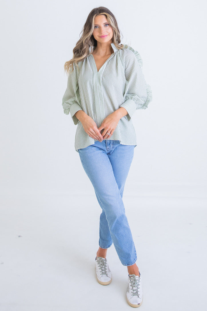 Seersucker Stripe Ruffle Top – Shop Karlie
