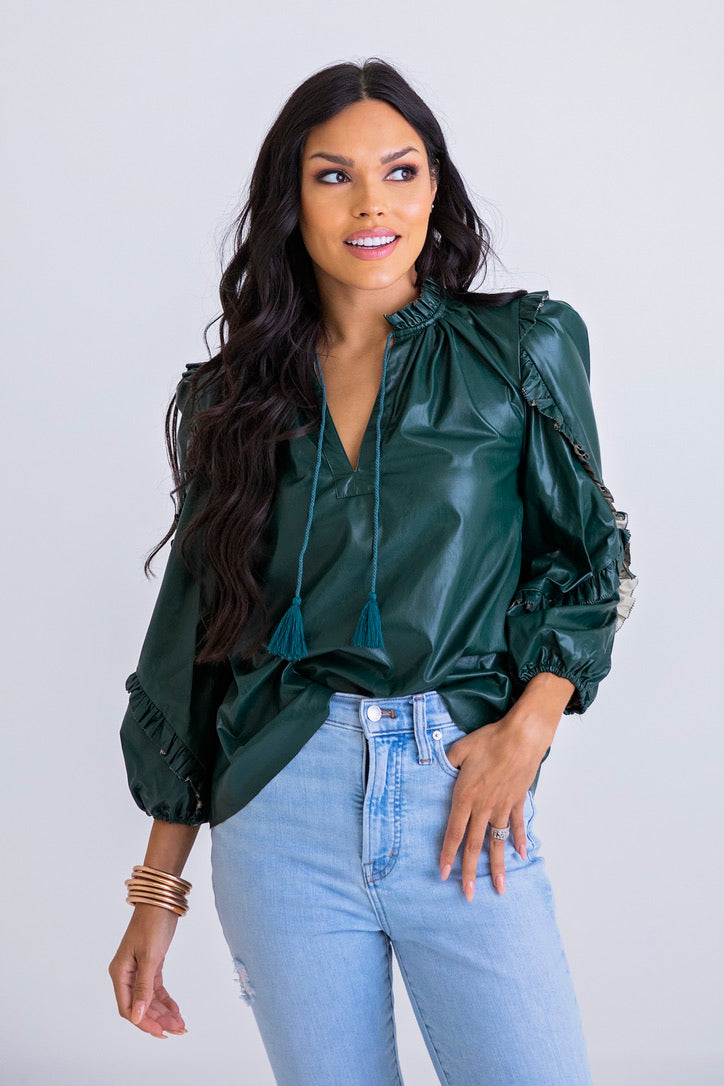Pleather tops deals