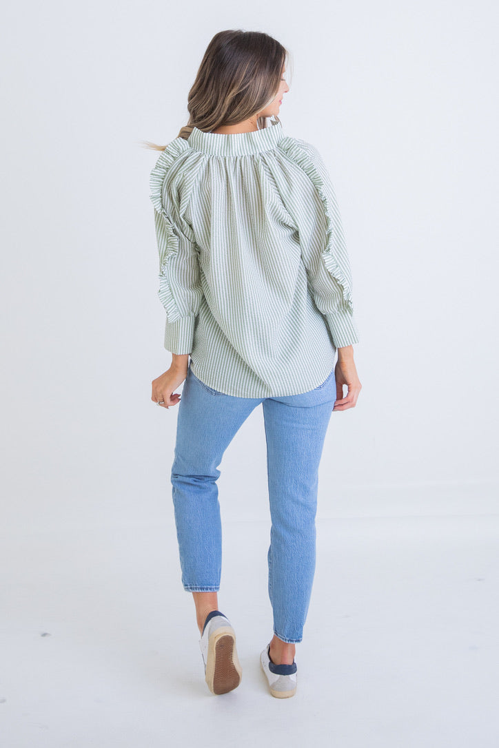 Seersucker Stripe Ruffle Top – Shop Karlie
